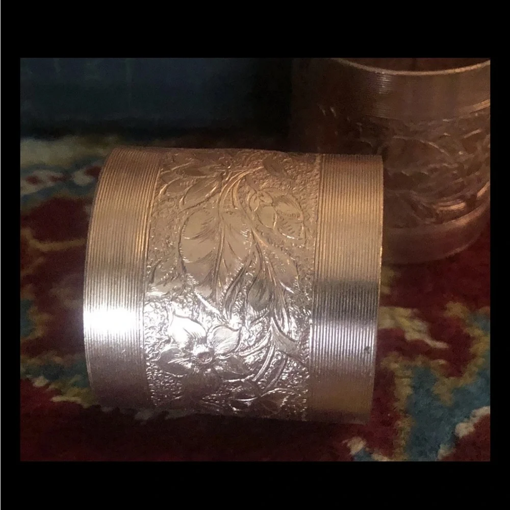 Coppercraft Guild Copper‎ Napkin Rings Set Of 4 Tooled Engraved Floral Excellent